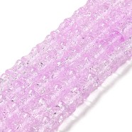 Transparent Crackle Glass Beads Strands, Bamboo Joint, Pearl Pink, 8x10.5mm, Hole: 1.7mm, about 38pcs/strand, 15.35''(39cm)(GLAA-D025-01J)