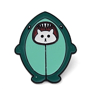 Cartoon Cat Shark Enamel Pins, Black Alloy Badge for Backpack Clothes, Medium Aquamarine, 32x27.5x1.2mm(JEWB-D026-01C)