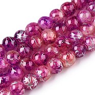 Drawbench Crackle Glass Beads Strands, Rondelle, Medium Violet Red, 8x7mm, Hole: 1.2mm, about 109~113pcs/strand, 30.51~31.30 inch(77.5~79.5cm)(GLAA-N006-8mm-06)