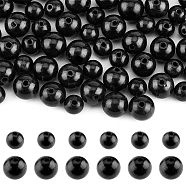 400Pcs 2 Styles Undyed Natural Ebony Wood Beads, Waxed, Lead Free, Round, Black, 6~8mm, Hole: 1.4~1.5mm, 200pcs/style(WOOD-FH0001-99)