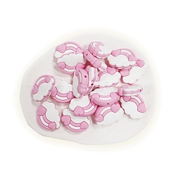 Cloud Food Grade Eco-Friendly Silicone Beads, DIY Necklaces Making, Pearl Pink, 22x29mm, Hole: 3mm(PW-WG31581-03)