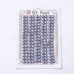Natural Cultured Freshwater Pearl Beads, Half Drilled, Round, Slate Blue, 5~5.5x4.5mm, Hole: 0.9mm(PEAR-I004G-01)