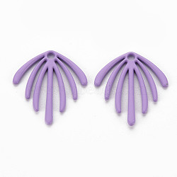 Spray Painted Alloy Pendants, Cadmium Free & Lead Free, Fan, Medium Purple, 22x20x1.5mm, Hole: 1.8mm(PALLOY-Q433-029C-RS)