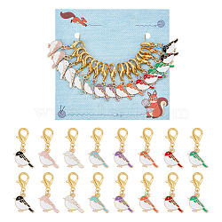 16Pcs 8 Colors Duck Alloy Enamel Pendant Stitch Markers, Crochet Lobster Claw Clasp Charms, Mixed Color, 3.2cm, 2pcs/color(HJEW-NB00045)