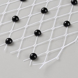 Polyester Mesh Fabric, with Plastic Beads, for DIY Veils Hats Fascinators, White, 250mm(DIY-WH20009-52B)