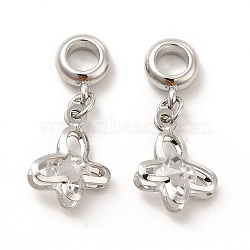 Rack Plating Alloy Crystal Rhinestone European Dangle Charms, Large Hole Charms, Butterfly, Platinum, 28mm, Butterfly: 17.5x12.5x6mm, Hole: 4.5mm(PALLOY-P289-20P)