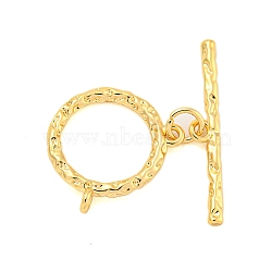 Brass Toggle Clasps, Ring, Real 18K Gold Plated, 18x16.5x2mm, Hole: 1.4mm, Bar: 26x4x2mm, Hole: 1.4mm(KK-A223-12G)