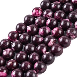 Natural Malaysia Jade Beads Strands, Round, Dyed, Purple, 8mm, Hole: 1mm, about 48pcs/strand, 15 inch(G-A146-8mm-C16)