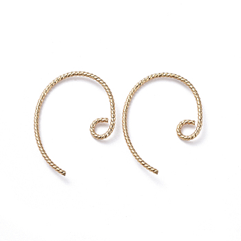 Brass Earring Findings, with Horizontal Loop, Long-Lasting Plated, Real 18K Gold Plated, 19x14mm, 18 Gauge, Pin: 1mm
