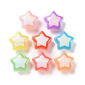 Plating Acrylic Bead, AB Color Plated, Star, 17x17.5x10.5mm, Hole: 3.5mm, 359pcs/500g