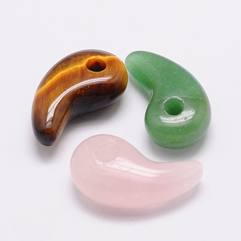 Magatama Natural Gemstone Pendants, Mixed Color, 22x13x7mm, Hole: 3mm