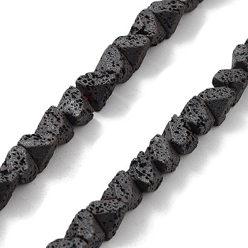 Natural Lava Rock Beads Strands, Frosted, Triangle, 5x6.5~7x6~7mm, Hole: 1mm, about 88pcs/strand, 15.94 inch(40.5cm)