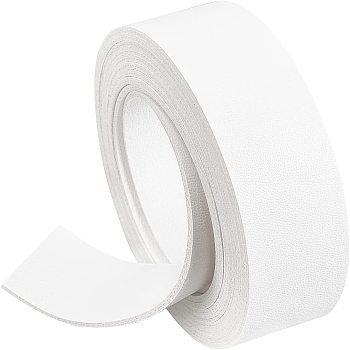 Flat Sided Imitation Leather Cords, White, 25x2mm, 2m/roll