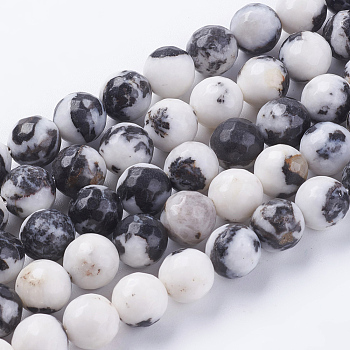 Natural Zebra Jasper Beads Strands, Faceted, Round, Mixed Color, 10mm, Hole: 1mm, about 38pcs/strand, 15.75 inch