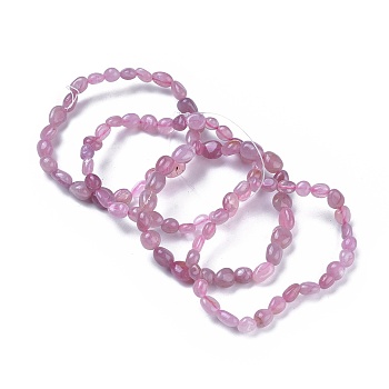 Natural Rose Quartz Bead Stretch Bracelets, Tumbled Stone, Nuggets, 2~2-1/4 inch(5.2~5.6cm), Bead: 7~13x6~10mm