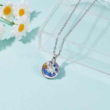 Double Turtle and Wave Alloy Pendant Necklace with Rhinestone(JN1015A)-3