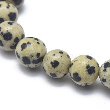 Bracelets extensibles naturels en jaspe dalmatien(BJEW-K212-A-014)-3