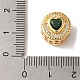 Flat Round with Heart Pattern Rack Plating Brass Micro Pave Cubic Zirconia European Beads(KK-G511-01G-01)-3