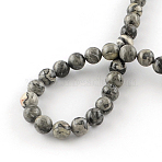 Natural Map Stone/Picasso Stone/Picasso Jasper Beads Strands, Round, 6.5mm, Hole: 1mm, about 57~60pcs/strand, 38cm(X-G-S188-6mm)
