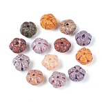 Picasso Baking Paint & Golden Metal Enlaced Glass Beads, Flower, Mixed Color, 9~9.5x9~9.5x5.5~7mm, Hole: 1~1.4mm(DGLA-T004-51M)