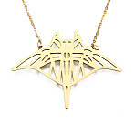 201 Stainless Steel Pendant Necklaces, with Cable Chains, Manta Ray/Fish, Golden, 17.3 inch(44cm), 2mm, Fish: 41.5x54.5x1mm(NJEW-T009-JN071-2-40)