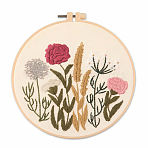 DIY Embroidery Kits, Including Printed Cotton Fabric, Embroidery Thread & Needles, Imitation Bamboo Embroidery Hoops, Flower Pattern, 200mm(PW22070165819)