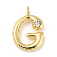 Rack Plating Brass Micro Pave Cubic Zirconia Pendants, Cadmium Free & Lead Free, Long-Lasting Plated, Real 18K Gold Plated, Letter G, 22x15x5mm, Hole: 2.8mm(KK-A200-24G-G)
