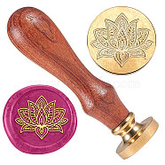 Wax Seal Stamp Set, Golden Tone Brass Sealing Wax Stamp Head, with Wood Handle, for Envelopes Invitations, Gift Card, Flower, 83x22mm, Stamps: 25x14.5mm(AJEW-WH0208-836)