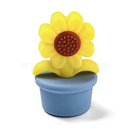 Sunflower Food Grade Eco-Friendly Silicone Beads, Chewing Beads For Teethers, DIY Nursing Necklaces Making, Light Sky Blue, 30x19mm, Hole: 1.5mm(SIL-B046-05)