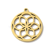 5Pcs 201 Stainless Steel Pendants, Laser Cut, Mandala Flower Charm, Real 18K Gold Plated, 17x15x1mm, Hole: 1.2mm(STAS-Z068-02G-01)