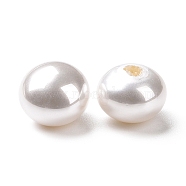 ABS Plastic Beads, Imitation Shell & Pearl, Half Drilled, Abacus, White, 8x6mm, Hole: 1.4mm(FIND-A013-10E)