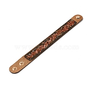 Faux Suede Snap Cord Bracelet, Synthetic Goldstone & Shell Chips Beaded Wristband for Men Women, 8-5/8 inch(22cm)(BJEW-F428-16)