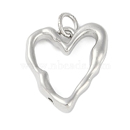 Brass Pendants, Concave and Convex Heart, with Jump Ring, Platinum, 17x15x3.5mm, Hole: 3mm(KK-S390-04P-02)