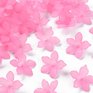 Frosted Acrylic Bead Caps, 5-Petal, Flower, Pearl Pink, 20x21.5x4.5mm, Hole: 1.6mm, about 1630pcs/500g(MACR-S371-05A-704)