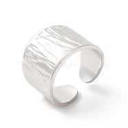 304 Stainless Steel Textured Wide Open Cuff Ring for Women, Stainless Steel Color, US Size 6 3/4(17.2mm)(RJEW-E063-22P)