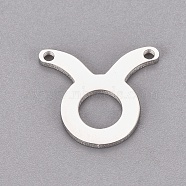 304 Stainless Steel Pendants, Twelve Constellations, Stainless Steel Color, 14x15.3x1mm, Hole: 1.4mm(STAS-CJC0001-04A)