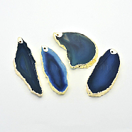 Nuggets Electroplate Natural Agate Pendants, with Golden  Plated Brass Findings, 40~100x20~50x5~7mm, Hole: 1.5mm(G-F175-10)