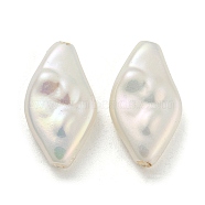 ABS Plastic Imitation Pearl Bead, AB Color Plated, Rhombus, White, 16.5x9x4mm, Hole: 1.6mm(KY-K014-04)