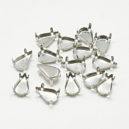 201 Stainless Steel Sew on Prong Settings, Claw Settings for Pointed Back Rhinestone, teardrop, Stainless Steel Color, Tray: 10x6mm, 12x7.5x5.5mm, Hole: 1mm(STAS-T032-07-8x13mm)