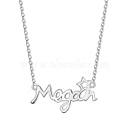 SHEGRACE 925 Sterling Silver Pendant Necklaces, with Cable Chains, Word, Platinum, 15 inch(38cm)(JN883A)