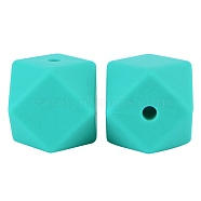 Octagon Food Grade Silicone Beads, Chewing Beads For Teethers, DIY Nursing Necklaces Making, Turquoise, 17mm(PW-WG43860-13)