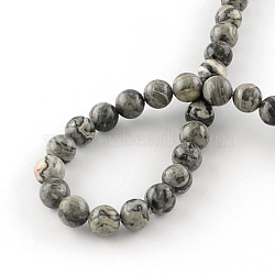 Natural Map Stone/Picasso Stone/Picasso Jasper Beads Strands, Round, 6.5mm, Hole: 1mm, about 63pcs/strand, 15.5 inch(X-G-S188-6mm)