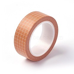 DIY Scrapbook Decorative Paper Tapes, Adhesive Tapes, Grid Pattern, Orange, 15mm, about 10m/roll(DIY-F025-G06)