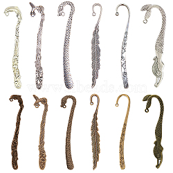 Tibetan Style Alloy Bookmarks Findings, Mixed Shapes, Mixed Color, 120x22x2.5mm, Hole: 3mm(PALLOY-SC0002-02)