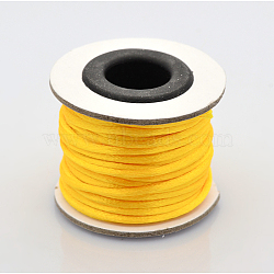 Macrame Rattail Chinese Knot Making Cords Round Nylon Braided String Threads, Satin Cord, Gold, 2mm, about 10.93 yards(10m)/roll(NWIR-O002-09)