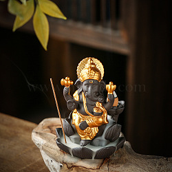 Porcelain Incense Burners, Ganesha Incense Holders, Home Office Teahouse Zen Buddhist Supplies, Gold, 90x120mm(PW23060809867)