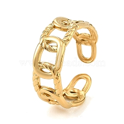 304 Stainless Steel Cuff Open Rings for Women, Chain Shape, Golden, 7.5mm, Inner Diameter: 18mm(SA-CBAABBA-11G)