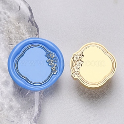 Geometric Flower Frame Brass Stamp Heads, for Wax Seal Stamp, Wedding Invitations Making, Clover, 28x28x14mm, Hole: 7mm(AJEW-H149-01G-03)