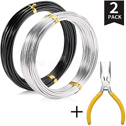 DIY Wire Wrapped Jewelry Kits, with Aluminum Wire and Iron Side-Cutting Pliers, Black, 10 Gauge, 2.5mm, 10m/roll, 1roll/set(DIY-BC0011-81F-01)