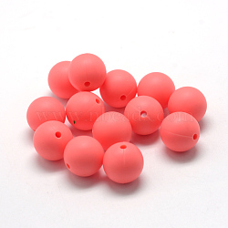Food Grade Eco-Friendly Silicone Beads, Chewing Beads For Teethers, DIY Nursing Necklaces Making, Round, Light Coral, 8~10mm, Hole: 1~2mm(X-SIL-R008A-61)